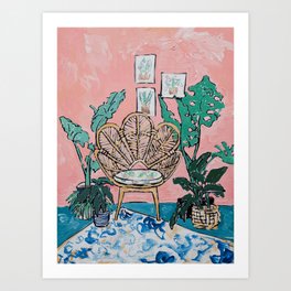 Wicker Shell Chair in Tropical Interior Art Print