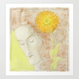 Woman's Head with Red Hair and Chrysanthemum (1896) by Jan Toorop. Art Print