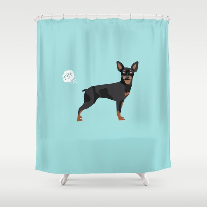 min pin miniature doberman pinscher farting dog cute funny dog gifts pure breed dogs Shower Curtain