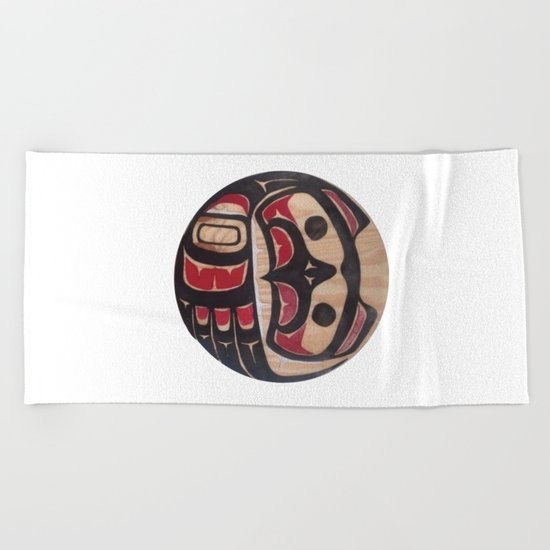 American Native Art Cut In Wood No. 5 Beach Towel