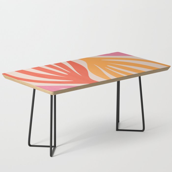 Maldives Leaves Abstract Minimalist Pattern in Retro Pink and Orange Coffee Table