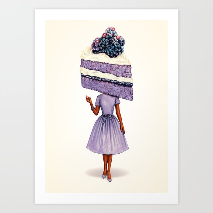 Cake Head Pin-Up: Blackberry Cake Art Print