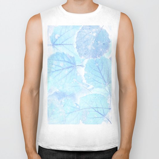 Blue autumn leaves Biker Tank