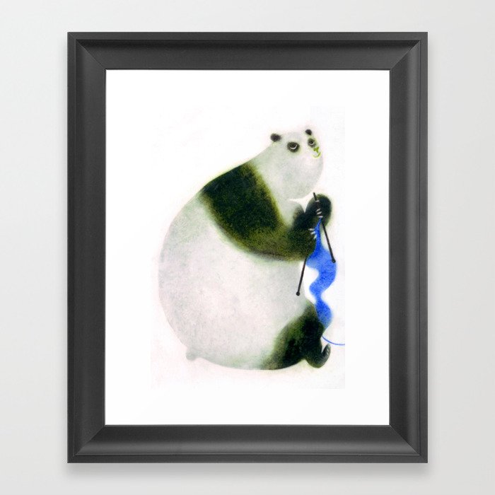 "Un panda tricote..." Book cover Framed Art Print