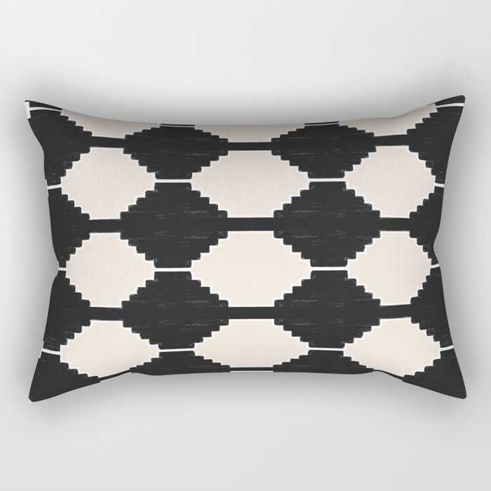 Monochrome Mid-Century Modern Southwestern Pattern Rectangular Pillow