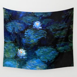 monet water lilies 1899 blue Teal Wall Tapestry