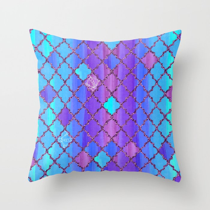 Moroccan Tile Pattern In Purple And Aqua Blue Throw Pillow By Ekaterinac Society6