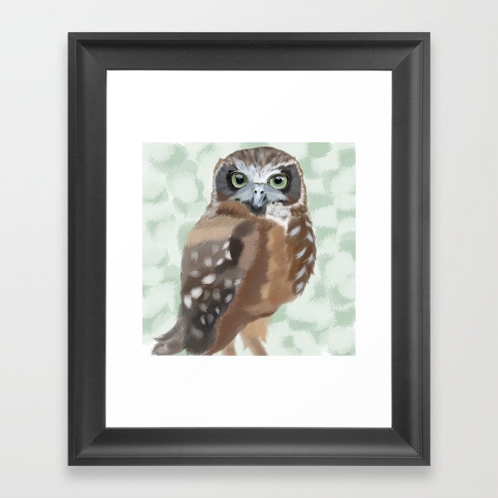 Green Eyed Owl Framed Art Print