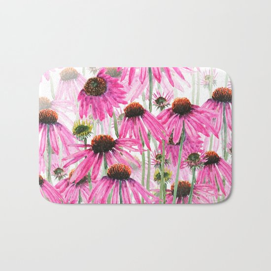 pink coneflower field Bath Mat