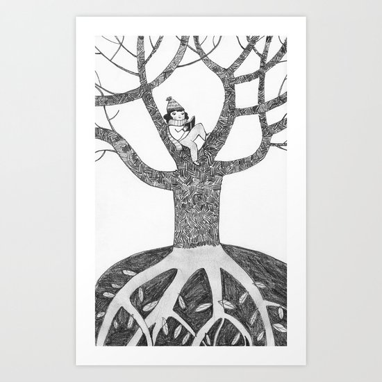 Winter reading Art Print