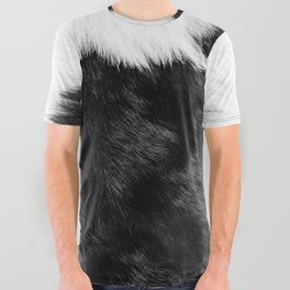 Black and White Cowhide Animal Print All Over Graphic Tee