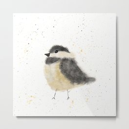 Whimsical Watercolor Chickadee Metal Print | Audubon, Birdlover, Chickadee, Whimsical, Painting, Bird, Wildlife, Birdart, Watercolor, Birdpainting 
