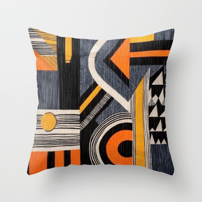  Geocentric African Pattern  Throw Pillow