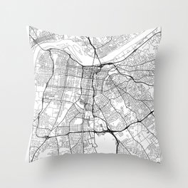 Louisville Map White Throw Pillow