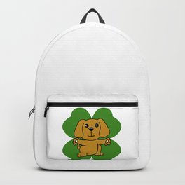 Dog On Four Leaf Clover- St. Patricks Day Funny Backpack | Unique, Cloverleaf, Pun, Animaltee, Graphicdesign, Plant, Animallover, Doglover, Dogs, Cutedog 