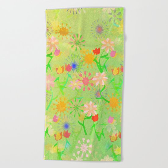 Spring Riot Pattern Beach Towel