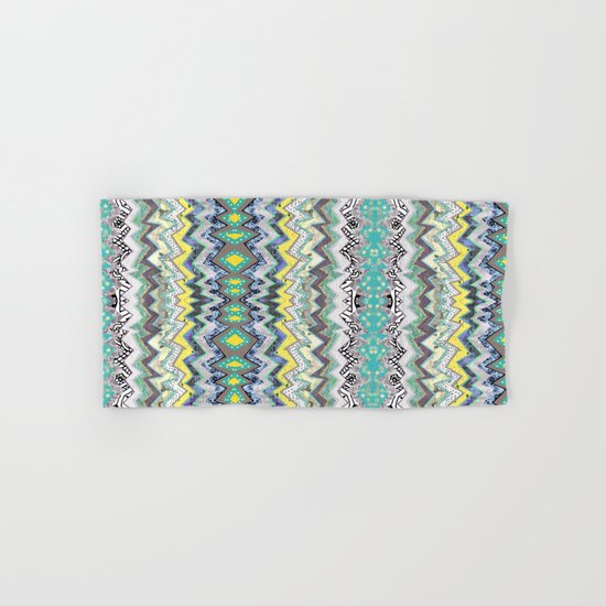 Teal Yellow White Midnight Aztec Hand & Bath Towel