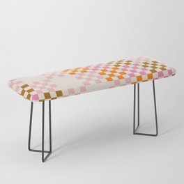 Pink + Tan + Orange Chequered Pattern Bench