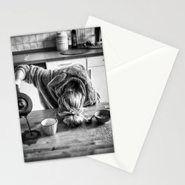 First I Drink the Coffee, Then I do the Stuff - hangover black and white photograph / photography Stationery Card