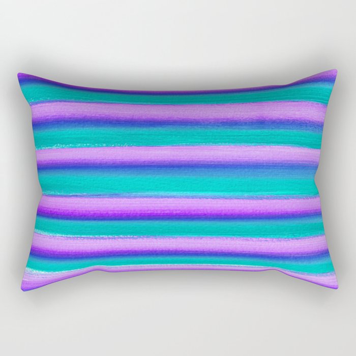 Vaporwave Purple and Teal Stripes Rectangular Pillow