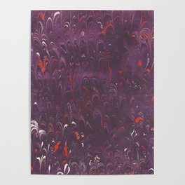 Purple Red Scalloped Marbling Poster