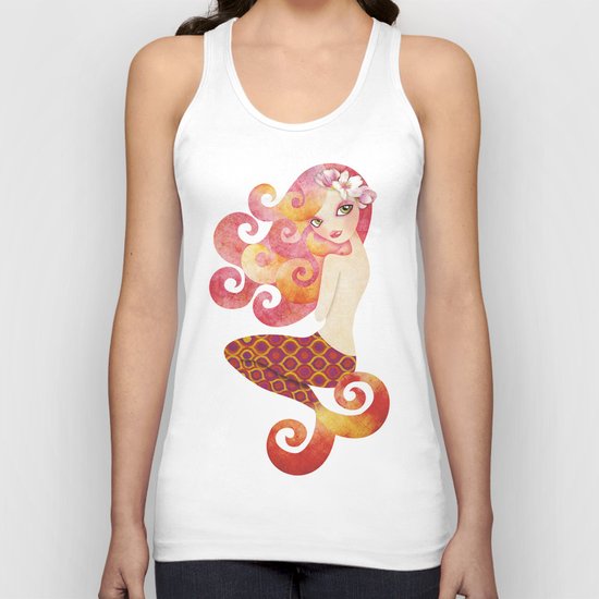 Coraleen, Mermaid in Pink Unisex Tank Top