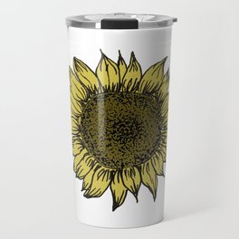 Vintage Sunflower Illustration Travel Mug