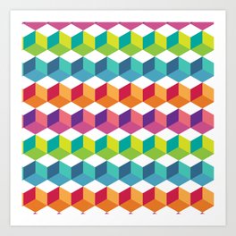 Rainbow and White Cubes Seamless Pattern Art Print