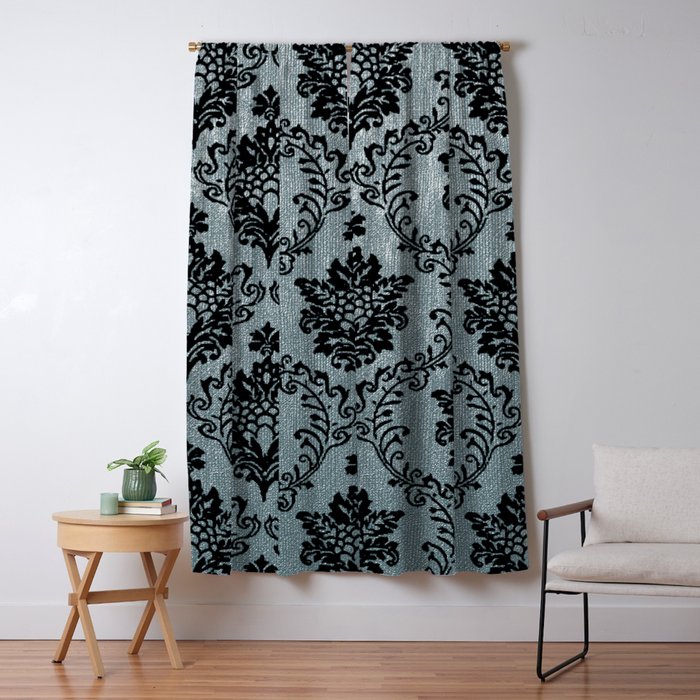 Teal Black Damask Pattern Art Nouveau Pattern Victorian Pattern