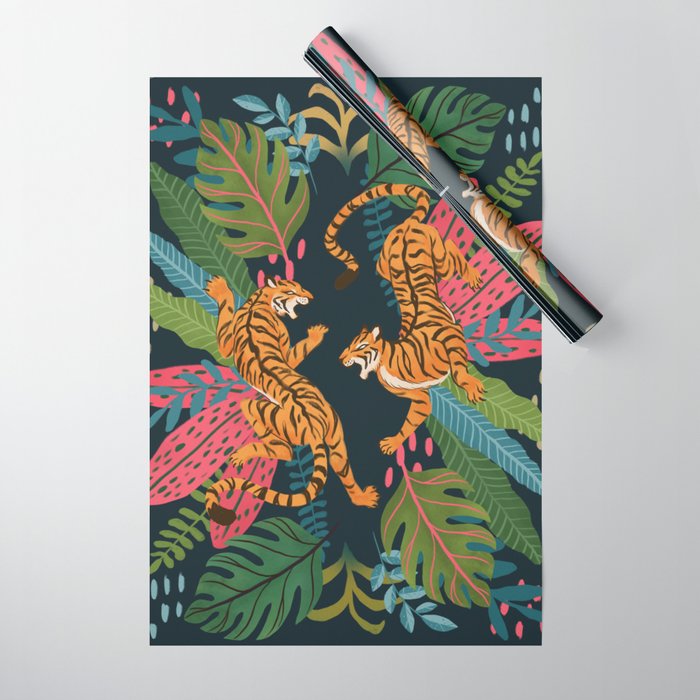 Jungle Cats - Roaring Tigers Wrapping Paper