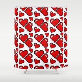 Pixelated Hearts Shower Curtain