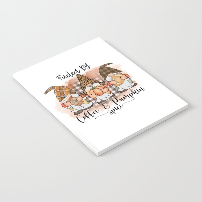 Fall season gnomes with coffee design Notebook