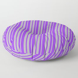 [ Thumbnail: Purple & Dark Gray Colored Lined Pattern Floor Pillow ]