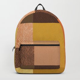 Fall Mustard Orange Golden Brown Checkered Gingham Patchwork Color Backpack