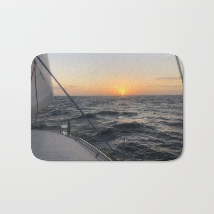 Sunset at sea aboard L'Aventure Bath Mat