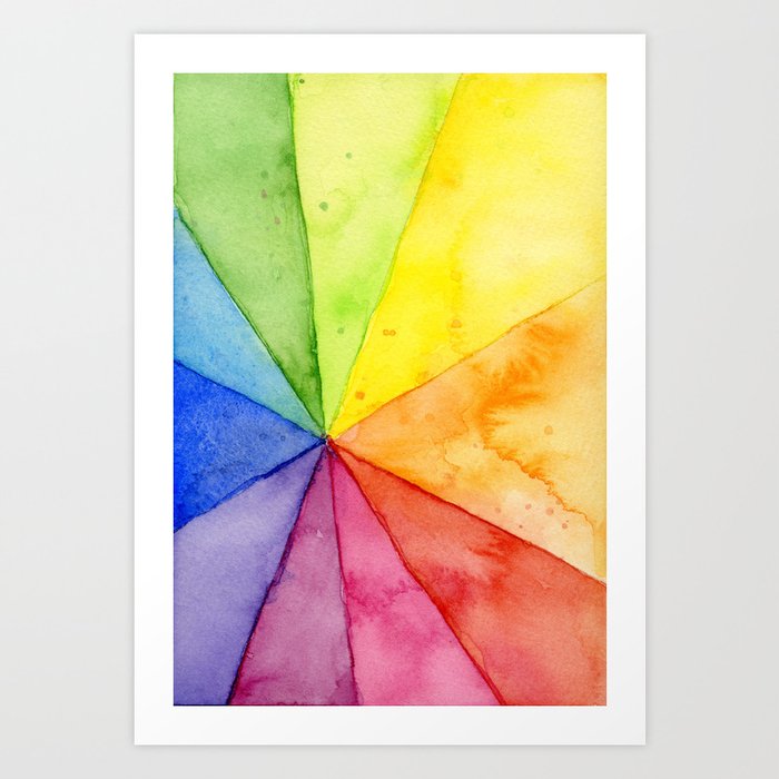Rainbow Watercolor Geometric Pattern Art Print