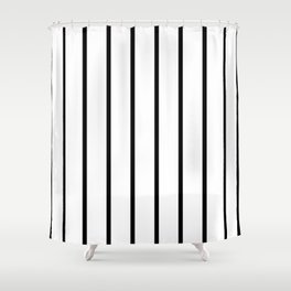 Vertical Lines (Black & White Pattern) Shower Curtain