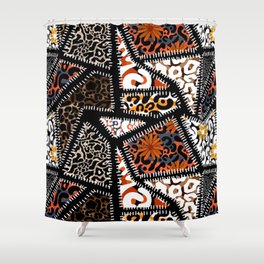 Patchwork leopard and zebra design pattern Shower Curtain