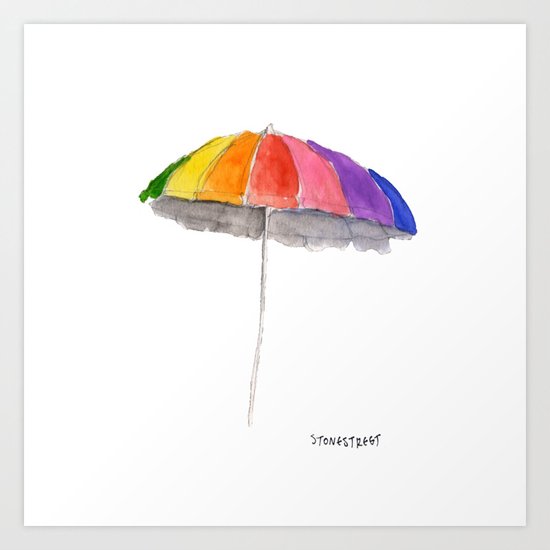 Rainbow Beach Umbrella Art Print By Astonestreet Society6