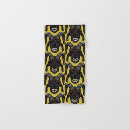 demon skull ochre Hand & Bath Towel