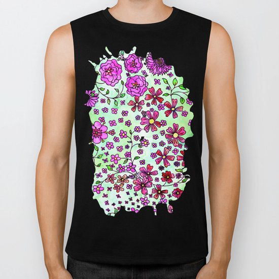 Pink Small Flowers Biker Tank