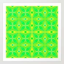 Retro Psychedelic Yellow and Green Tropical Art Print
