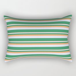 [ Thumbnail: Brown, Lavender, and Sea Green Colored Lines Pattern Rectangular Pillow ]