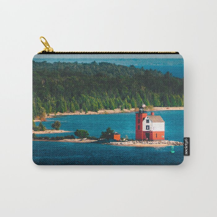Round Island Light watching over Mackinac Island on Lake Michigan Carry-All Pouch