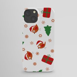 Seamless Christmas Pattern with Birds and Gifts iPhone Case