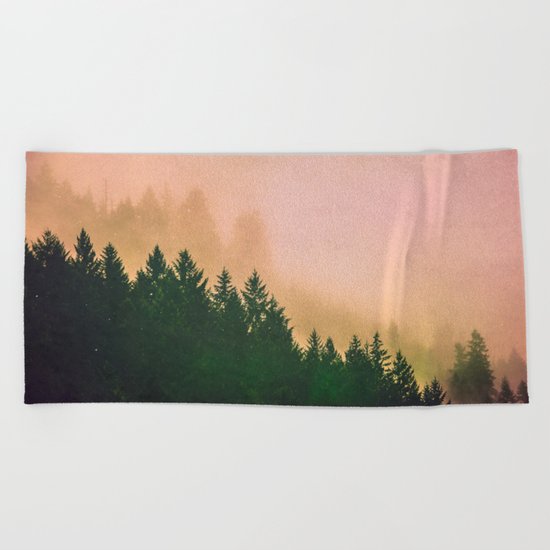 Cascadia Green Trees and Sunset Beach Towel