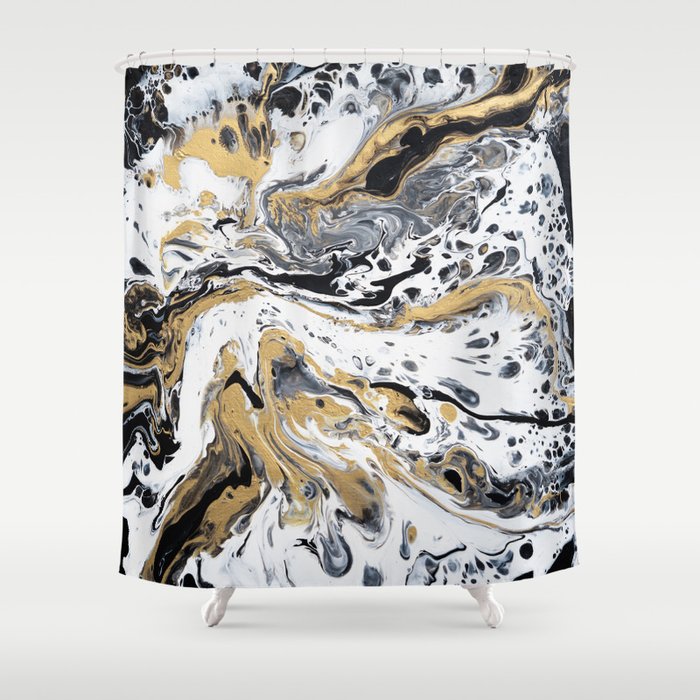 Gold Fluid Abstract Shower Curtain, Abstract Shower Curtains