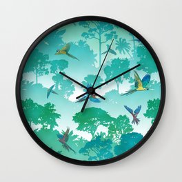 Macaw Canopy // Cyan Wall Clock