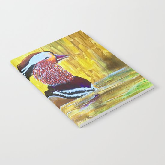 Colorful Mandarin Duck Floating on the water Notebook