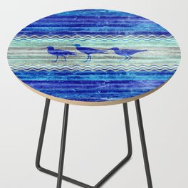 Rustic Navy Blue Coastal Decor Sandpipers Side Table